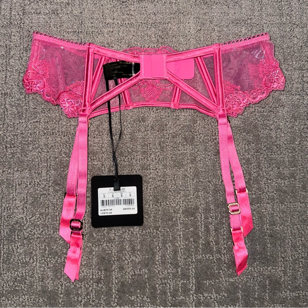 Honey Birdette Wild Pink Suspender Garter Belt - Small - Picture 3 of 3